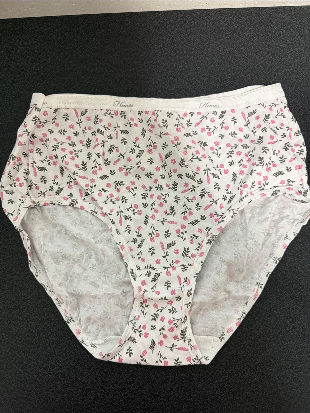 Hanes White Floral Cotton Briefs with Pink Flowers